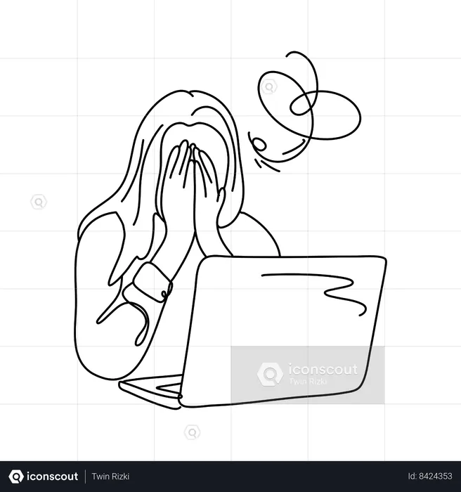 Girl feeling tired from work  Illustration