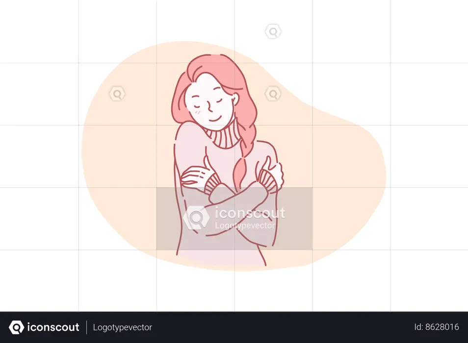 Girl feels cozy  Illustration
