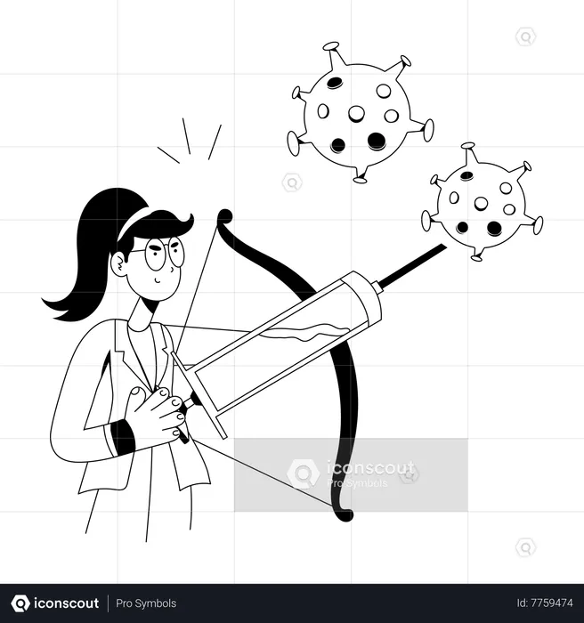 Girl Fighting eith Virus  Illustration