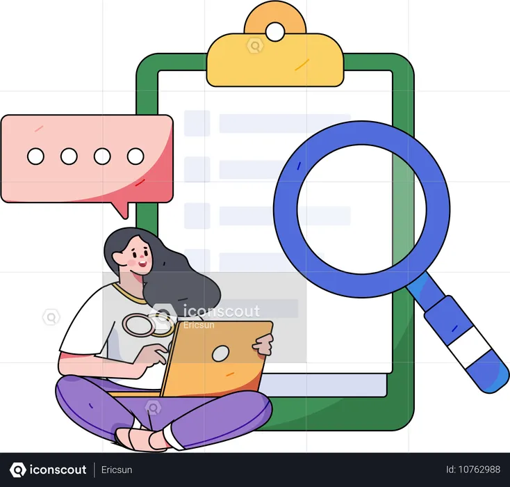 Girl filling online feedback form  Illustration