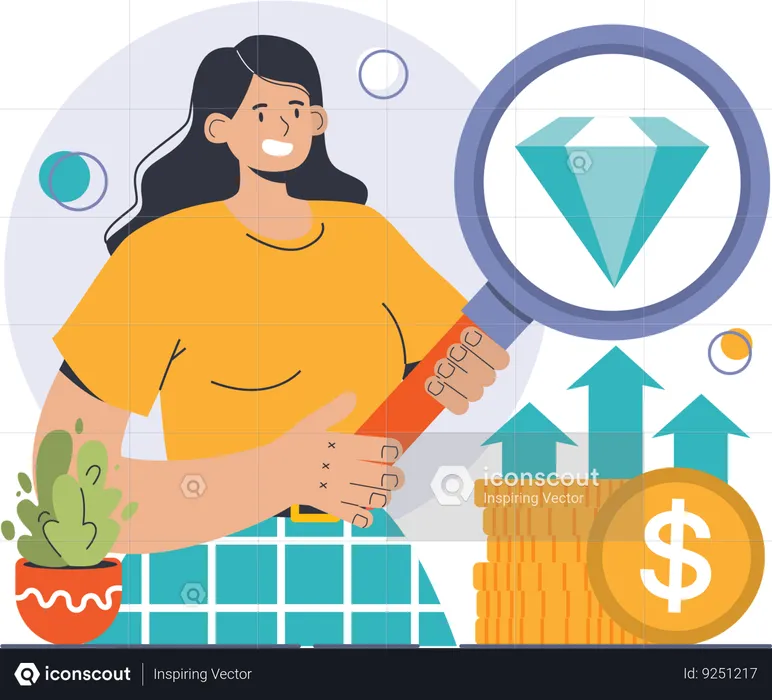 Girl find financial growth  Illustration