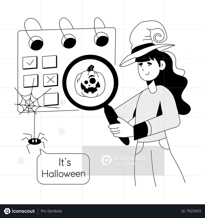 Girl find Halloween Date  Illustration