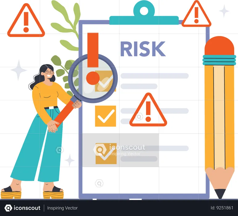 Girl find  risk management list  Illustration