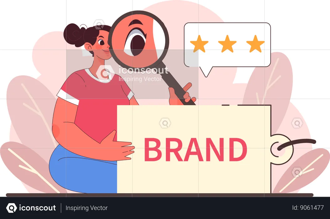 Girl finding brand review  Illustration