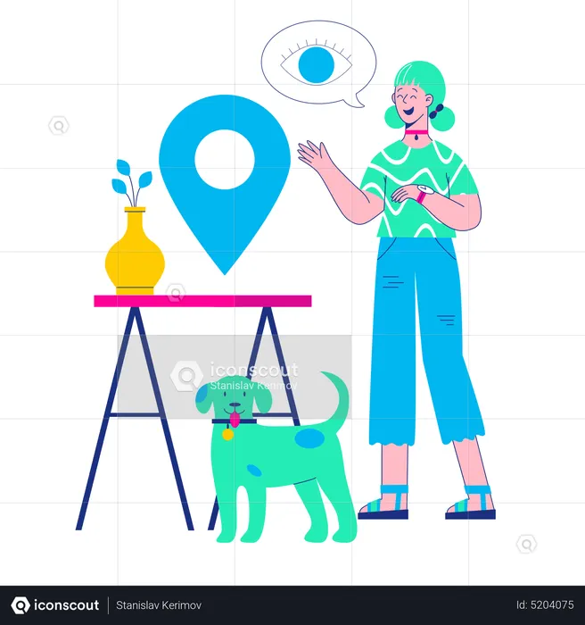 Girl finding location  Illustration