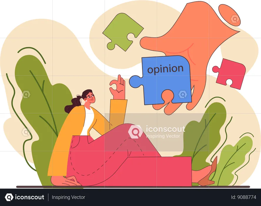 Girl finding opinion solution  Illustration