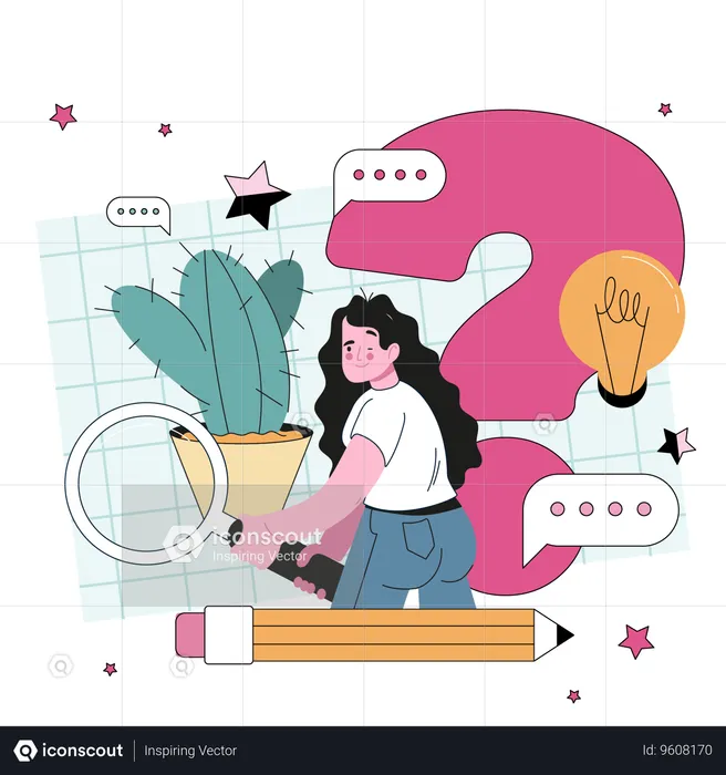 Girl finding query  Illustration