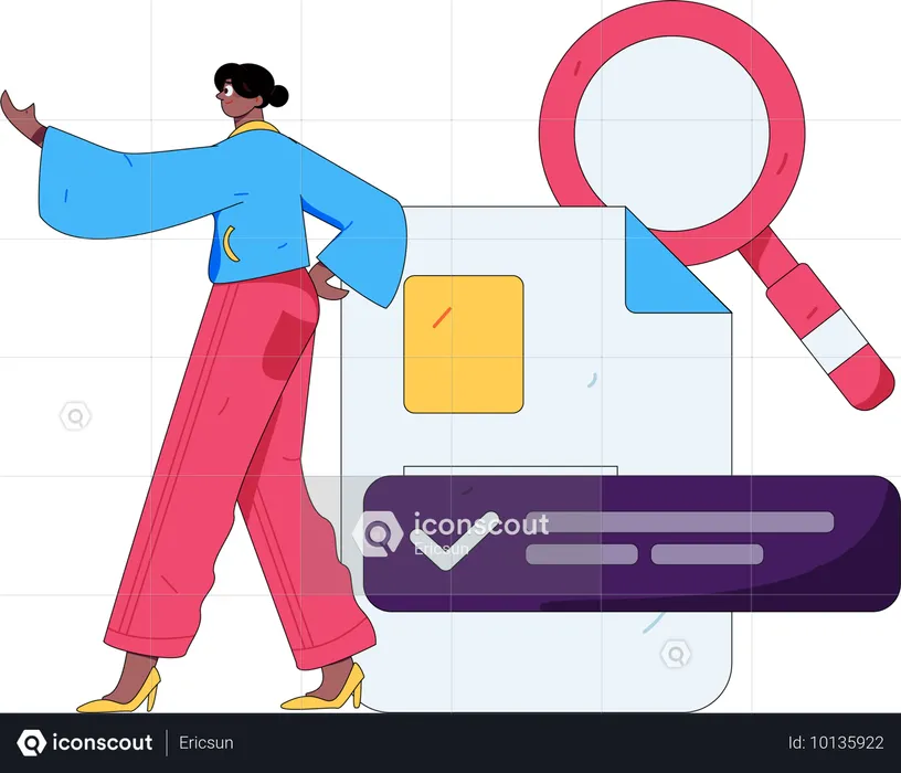 Girl finding report online  Illustration