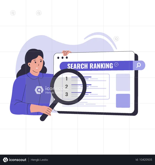 Girl finding Seo ranking on website  Illustration