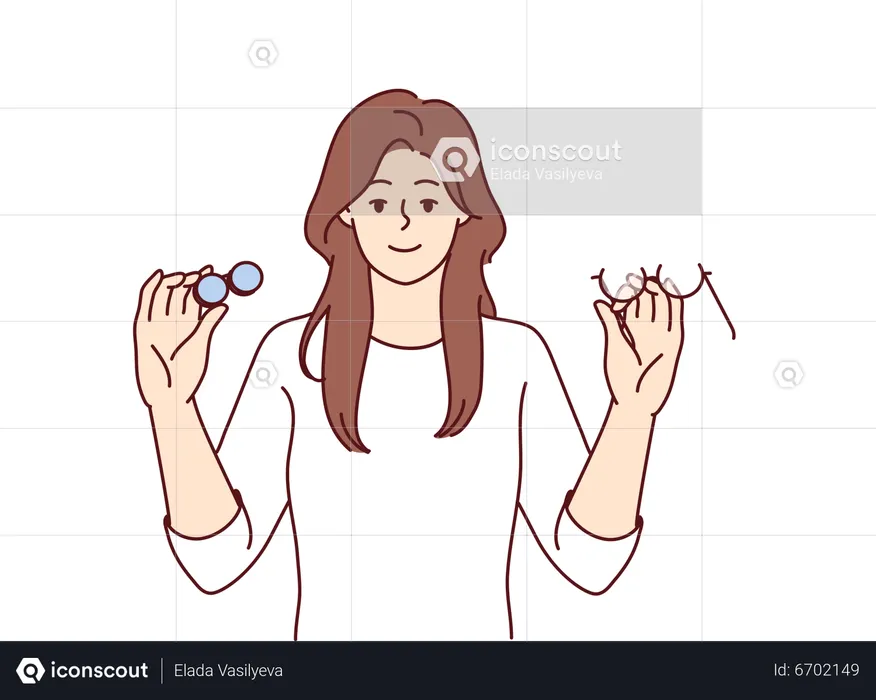Girl fixing broken glasses  Illustration