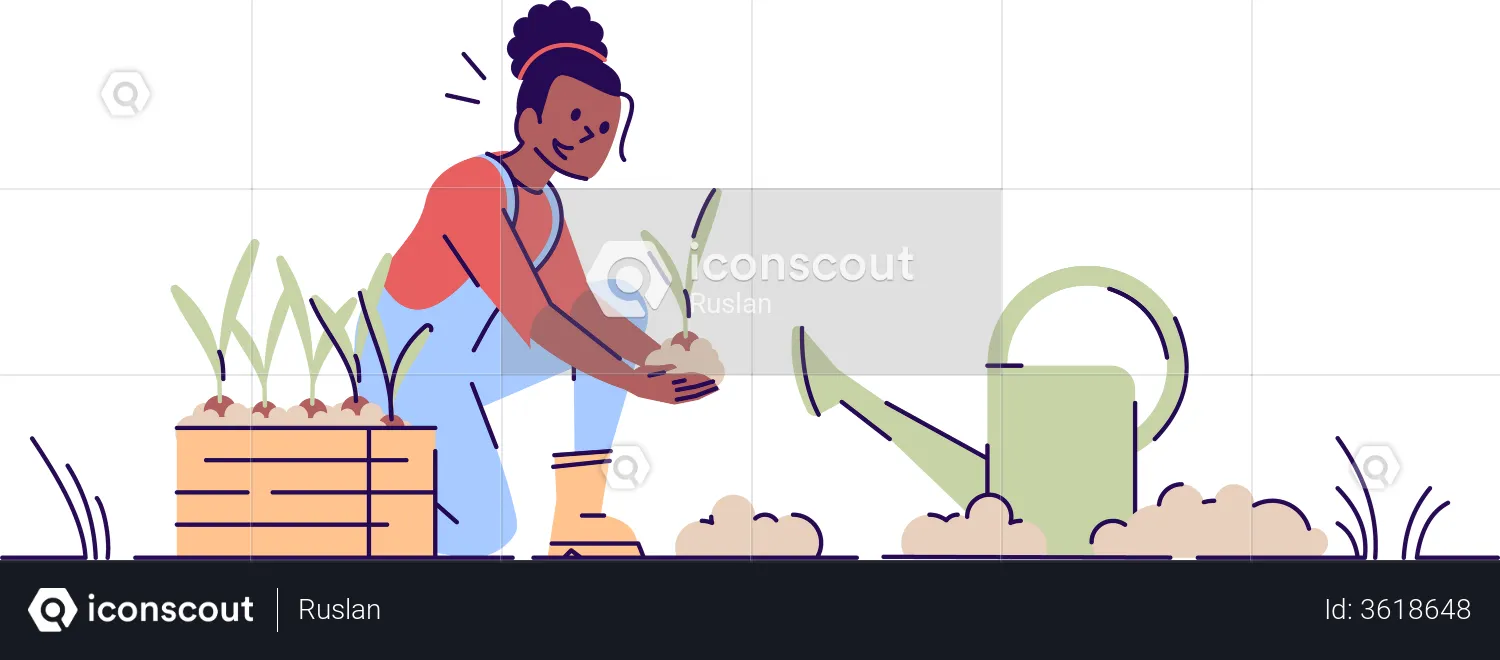 Girl gardening  Illustration