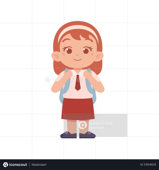Girl Get Ready For Going To School  Illustration