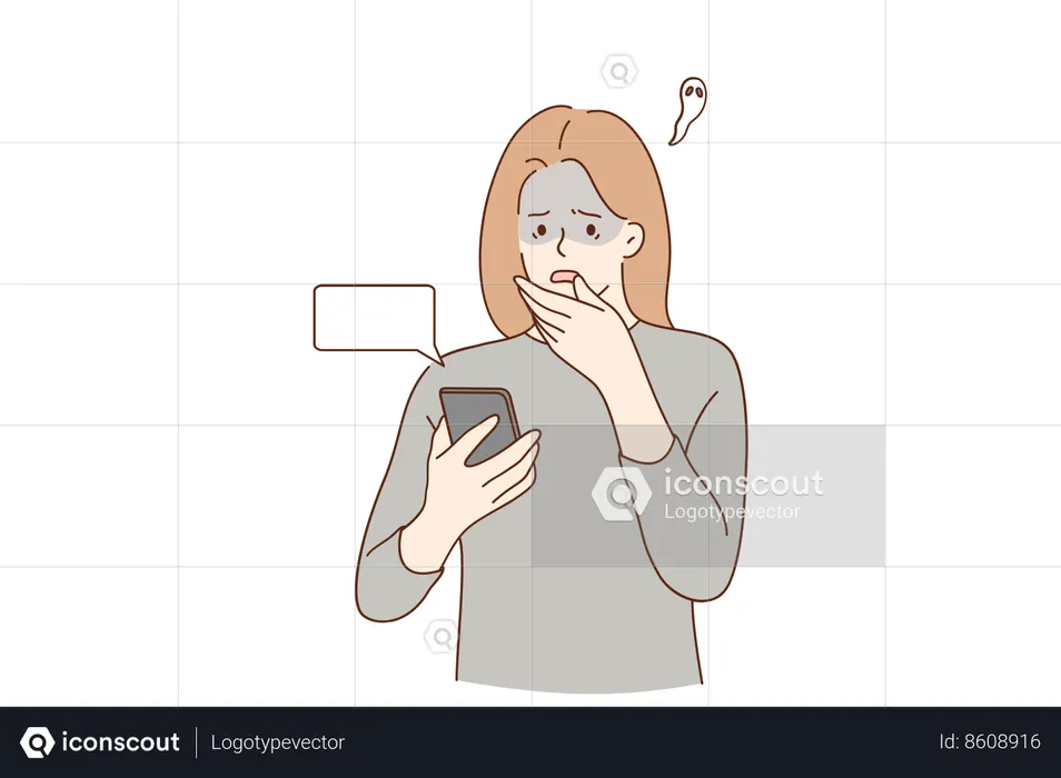 Girl gets upset while checking her phone  Illustration