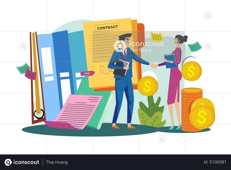 Girl getting a business loan  Illustration