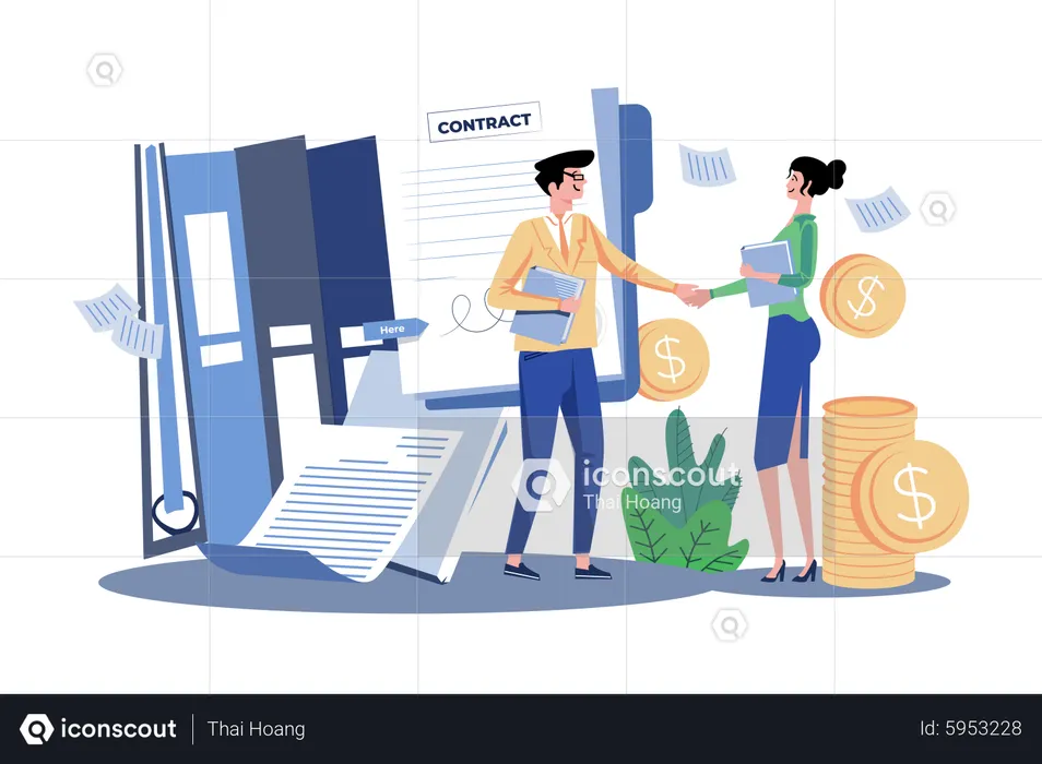 Girl getting a business loan  Illustration