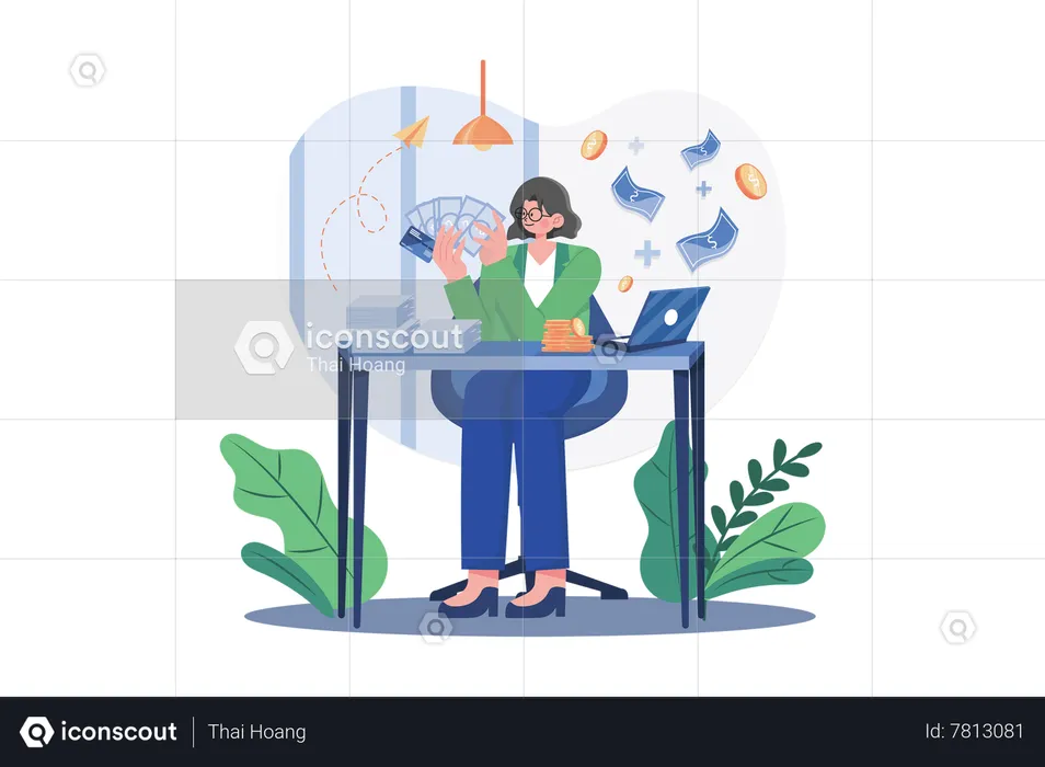 Girl Getting A Business Loan  Illustration