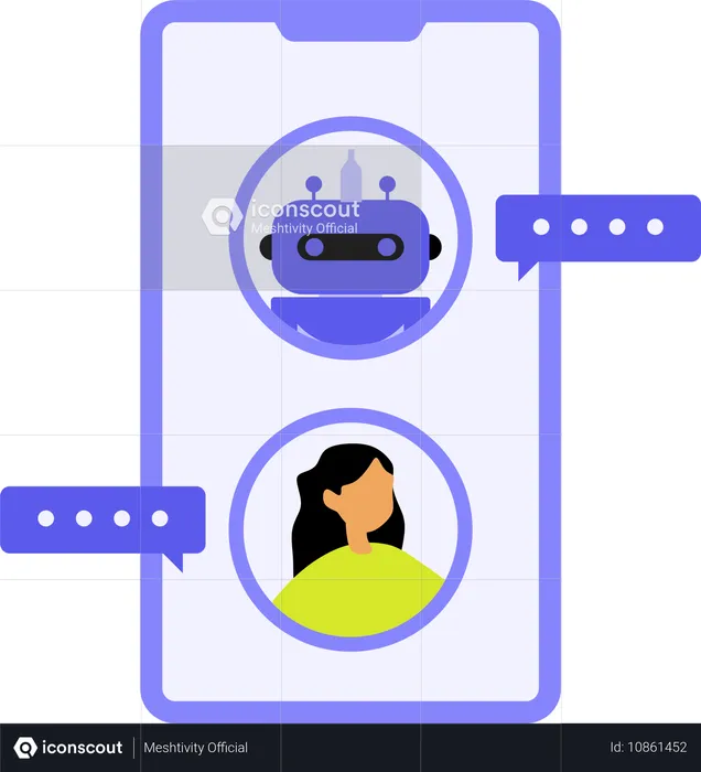 Girl getting automated help using AI companion  Illustration