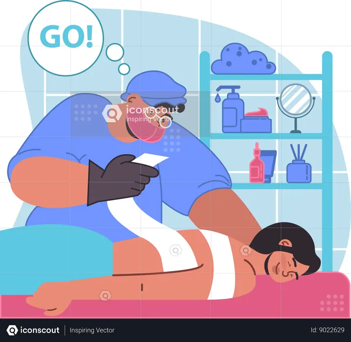 Girl getting body massage  Illustration