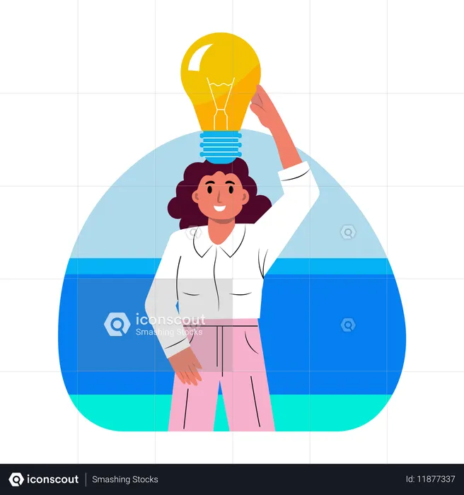 Girl getting bright idea  Illustration