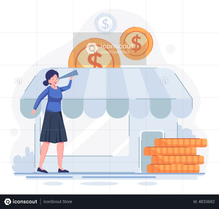 Girl getting business loan  Illustration