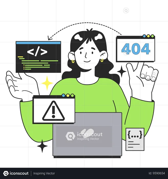 Girl Getting Code Error Illustration - Free Download Design ...