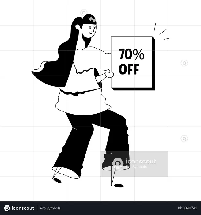Girl getting Discount Offer  Illustration