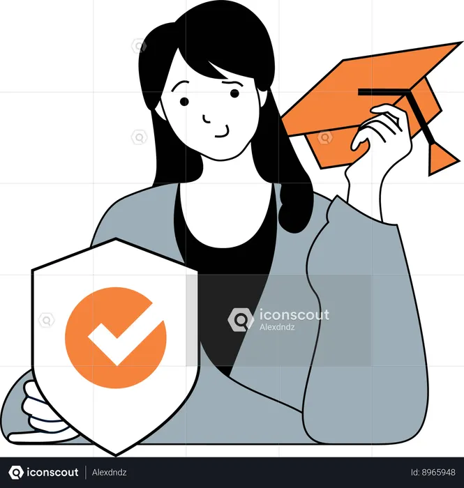Girl getting education security  Illustration
