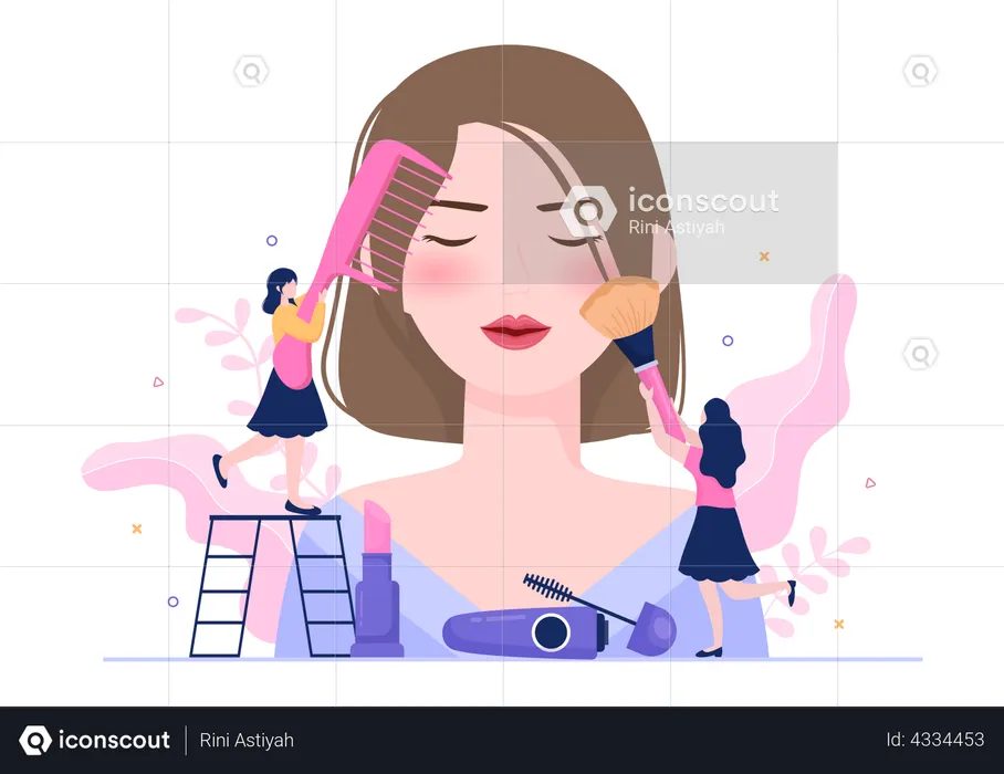 Girl getting facial beautification treatment  Illustration