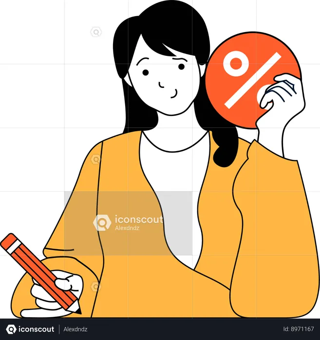 Girl getting financial discount  Illustration