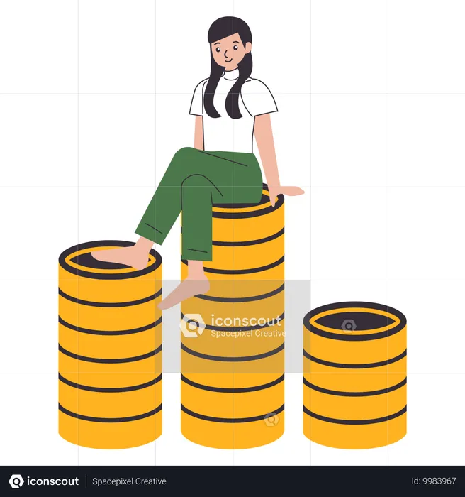 Girl getting Financial Success  Illustration