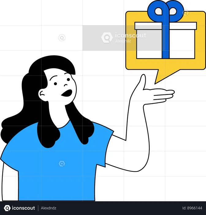 Girl getting gift message  Illustration