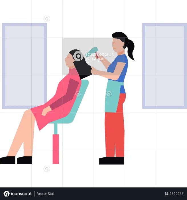 Girl getting hair treatment  Illustration