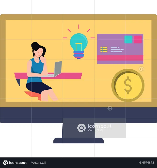 Girl getting idea for payment  Illustration