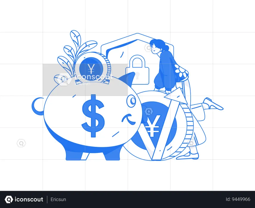 Girl getting Investment profit  Illustration