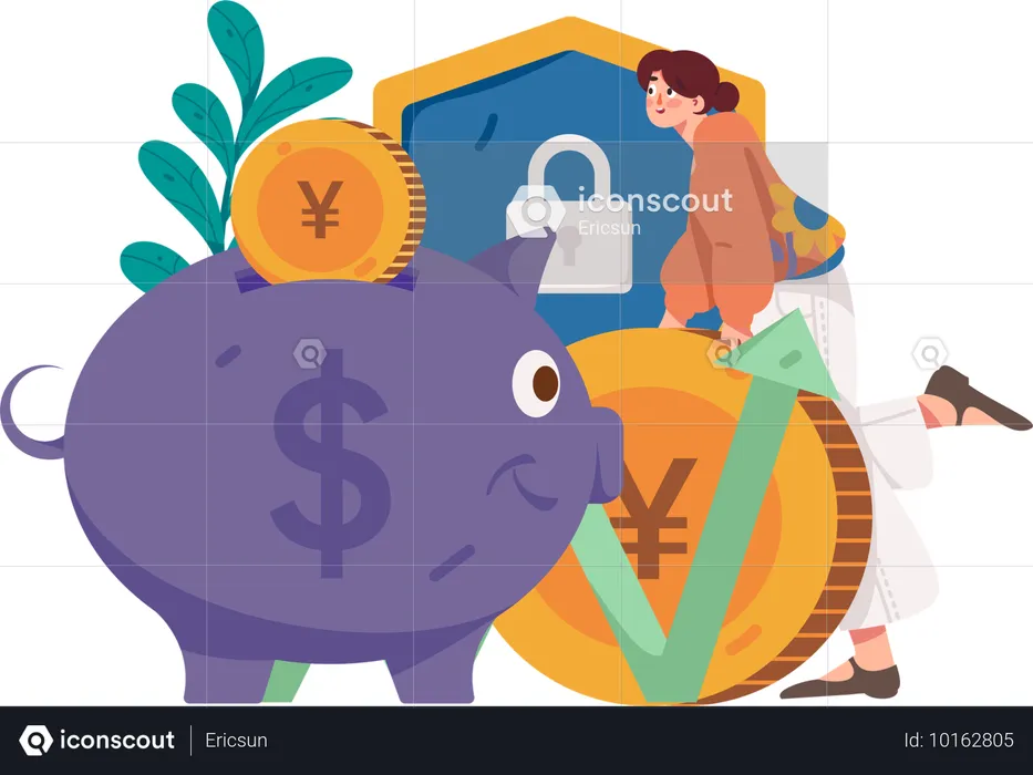 Girl getting Investment profit  Illustration