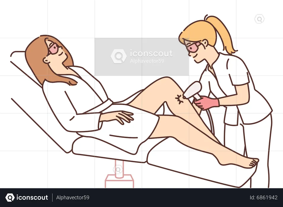 Girl getting laser hair removal  Illustration