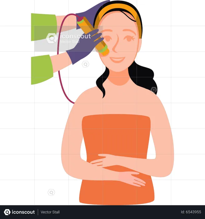 Girl getting laser treatment on her face  Illustration