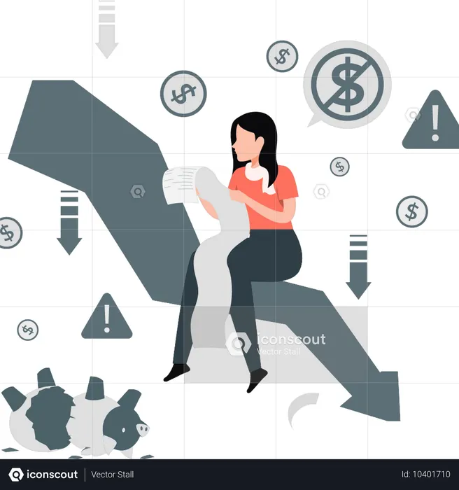 Girl getting loss in business  Illustration