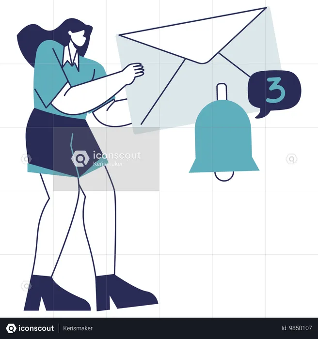 Girl getting mail Notification  Illustration