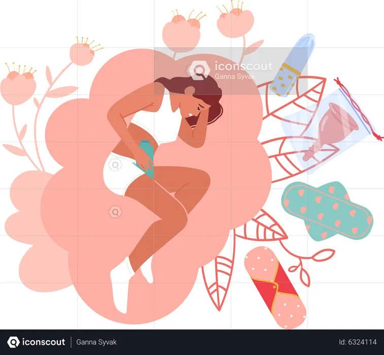 Girl getting menstrual period  Illustration