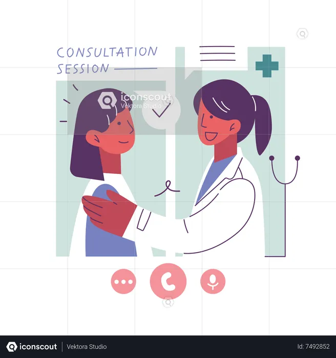 Girl getting mental support services through mobile app  Illustration