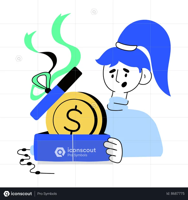 Girl getting money gift  Illustration