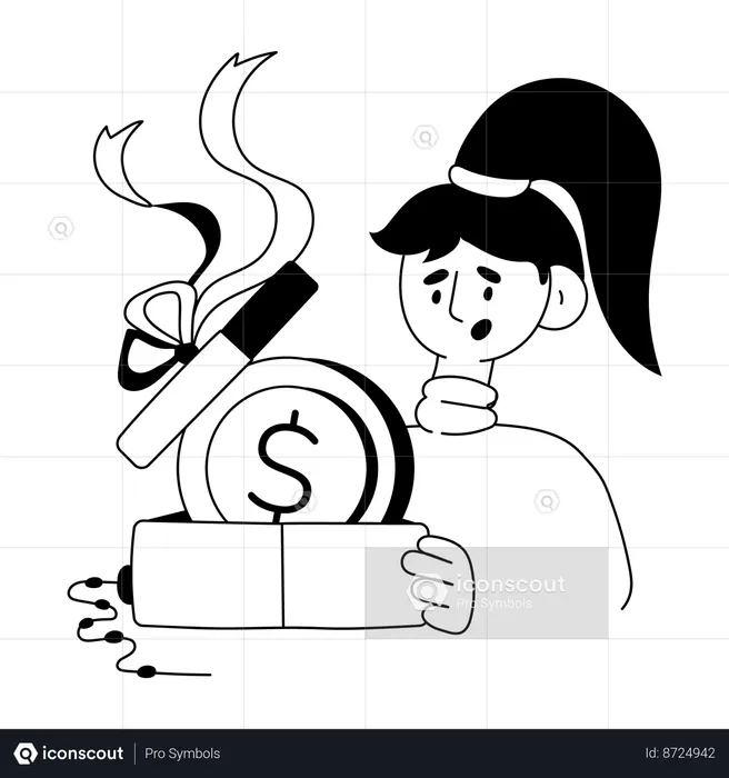 Girl getting money gift  Illustration
