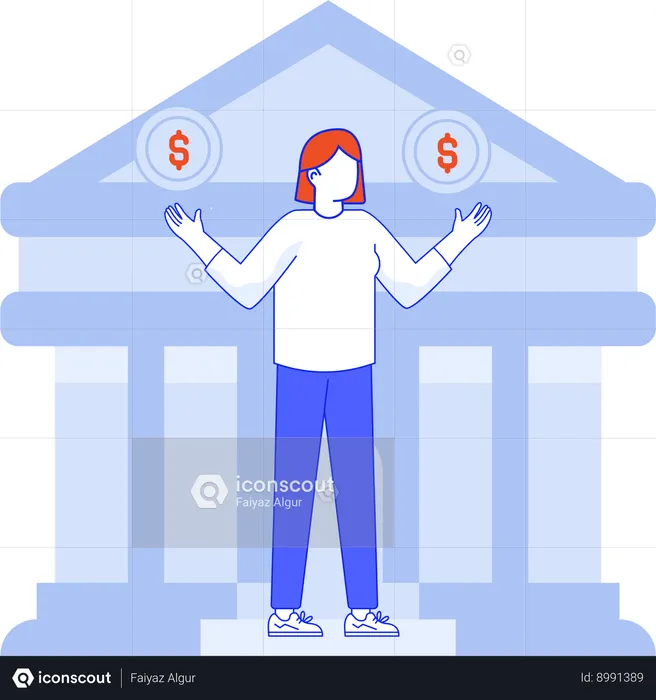 Girl getting Mortgage Loan  Illustration