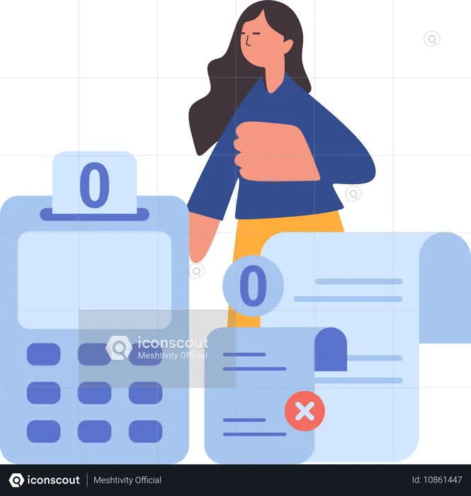 Girl getting null transaction error  Illustration