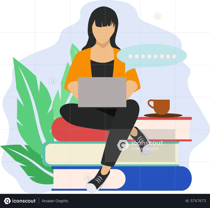 Girl getting online education  Illustration