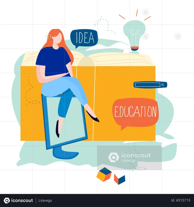 Girl getting online education  Illustration