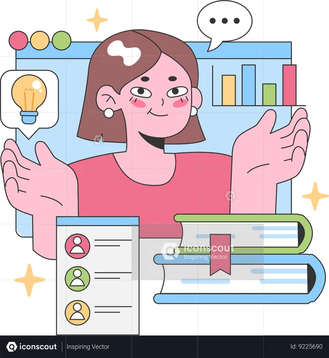 Girl getting online knowledge  Illustration