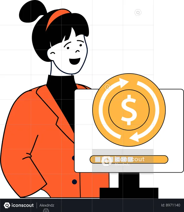 Girl getting payment refund  Illustration