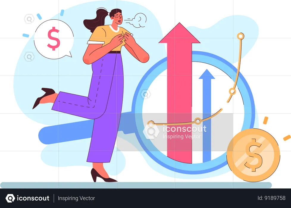 Girl getting profit from Stock market  Illustration